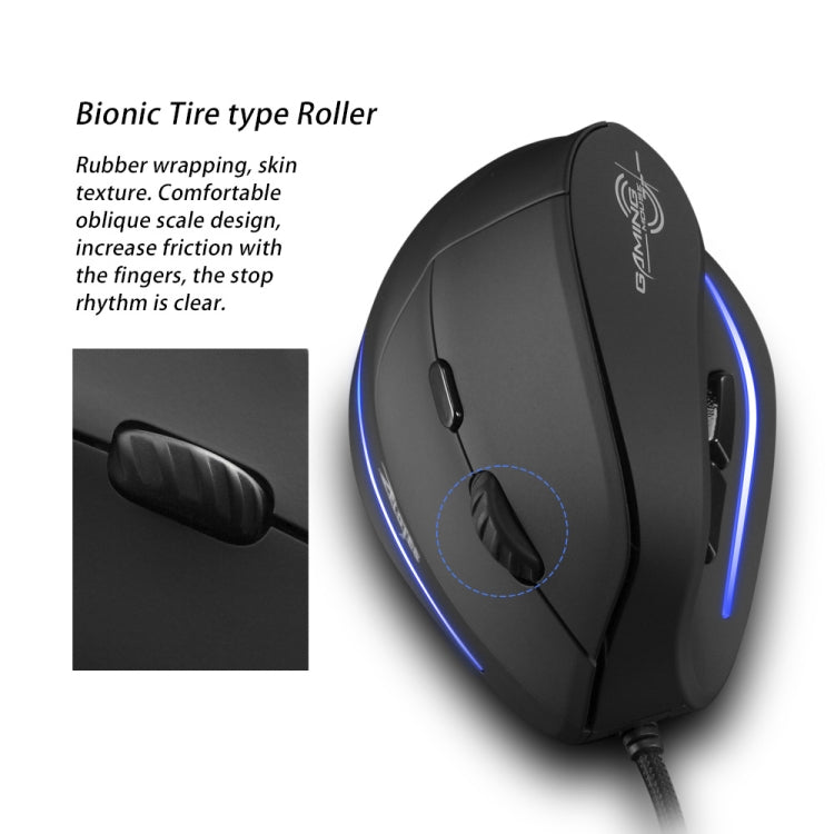 ZELOTES T20 6-Keys Vertical Grip Ergonomic Laptop Wired Mouse, T20