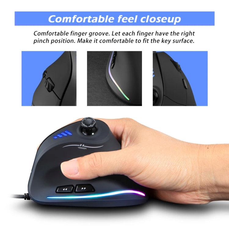 ZELOTES C18 11-Keys RGB Vertical Grip Ergonomic Joystick Programming Gaming Wired Mouse, C18