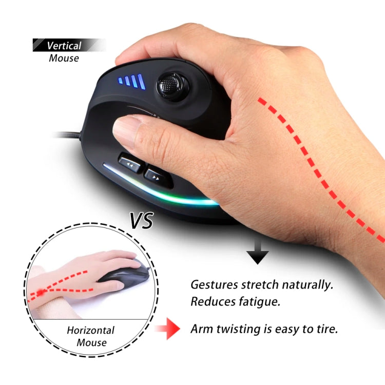 ZELOTES C18 11-Keys RGB Vertical Grip Ergonomic Joystick Programming Gaming Wired Mouse, C18