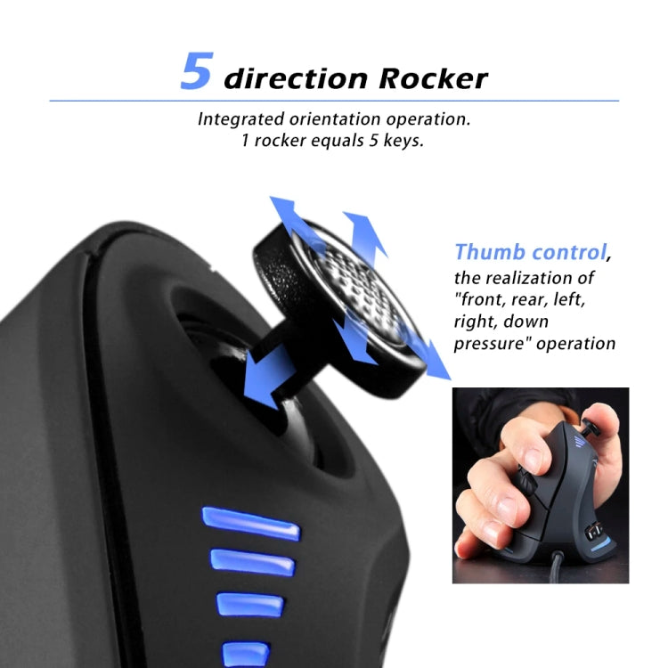 ZELOTES C18 11-Keys RGB Vertical Grip Ergonomic Joystick Programming Gaming Wired Mouse, C18