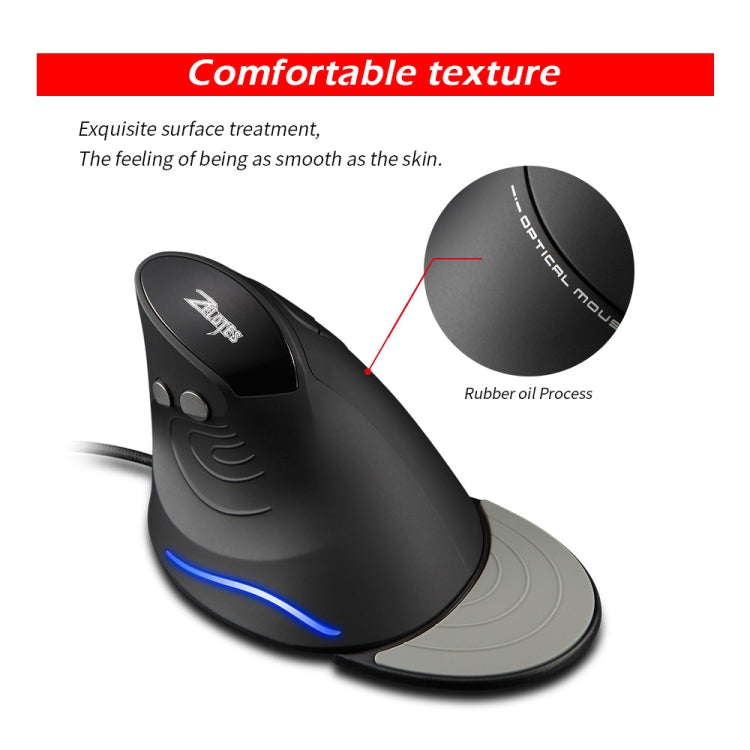 ZELOTES T30 6-keys Vertical Grip Detachable Ergonomic Wired Mouse, T30