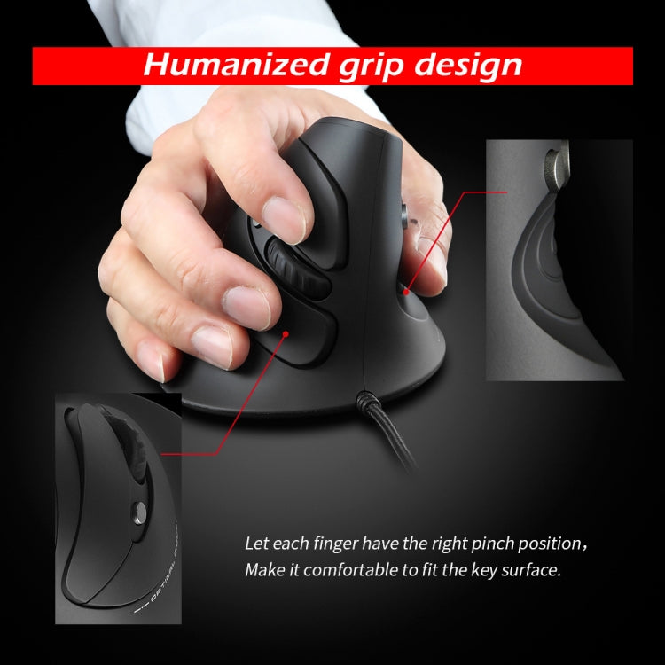 ZELOTES T30 6-keys Vertical Grip Detachable Ergonomic Wired Mouse, T30