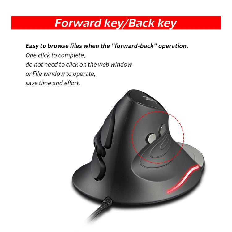 ZELOTES T30 6-keys Vertical Grip Detachable Ergonomic Wired Mouse, T30