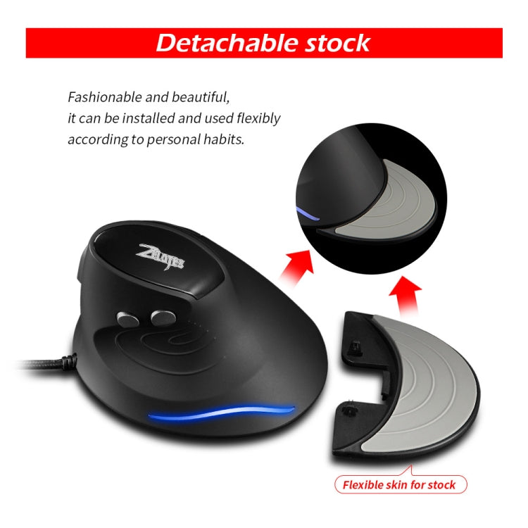 ZELOTES T30 6-keys Vertical Grip Detachable Ergonomic Wired Mouse, T30