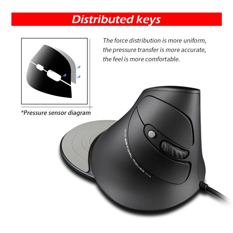ZELOTES T30 6-keys Vertical Grip Detachable Ergonomic Wired Mouse, T30