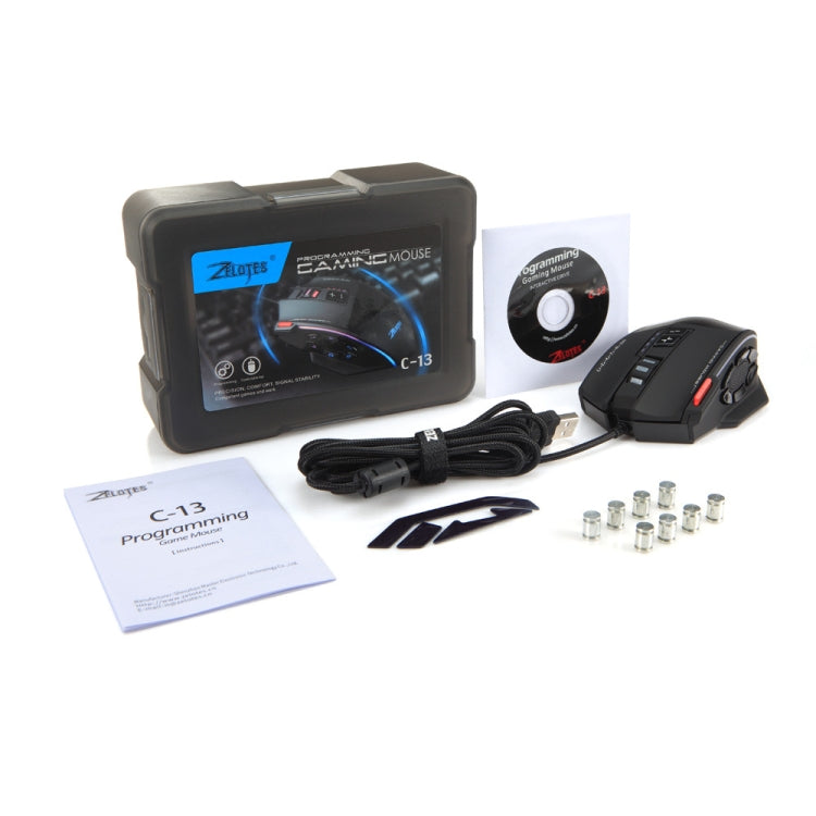 ZELOTES C13 13-keys RGB Lighting Effect Programming Macro Custom Gaming Wired Mouse, C13