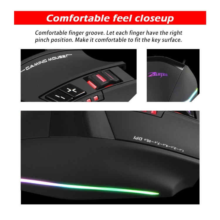 ZELOTES C13 13-keys RGB Lighting Effect Programming Macro Custom Gaming Wired Mouse, C13