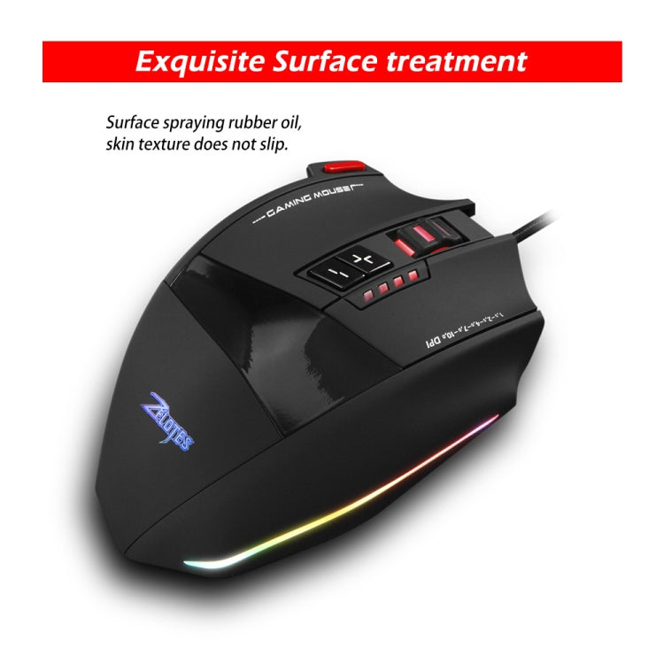 ZELOTES C13 13-keys RGB Lighting Effect Programming Macro Custom Gaming Wired Mouse, C13