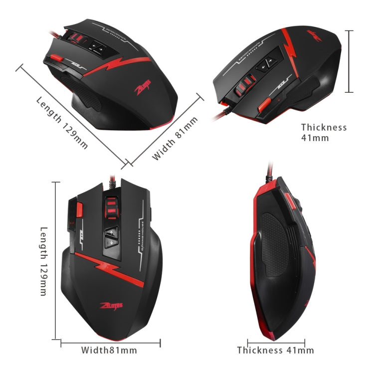 ZELOTES C8 8-buttons Ergonomic Game Programming Custom Wired Mouse, C8