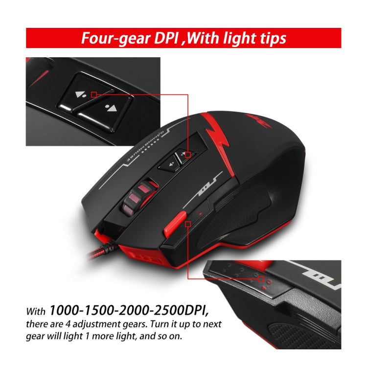 ZELOTES C8 8-buttons Ergonomic Game Programming Custom Wired Mouse, C8
