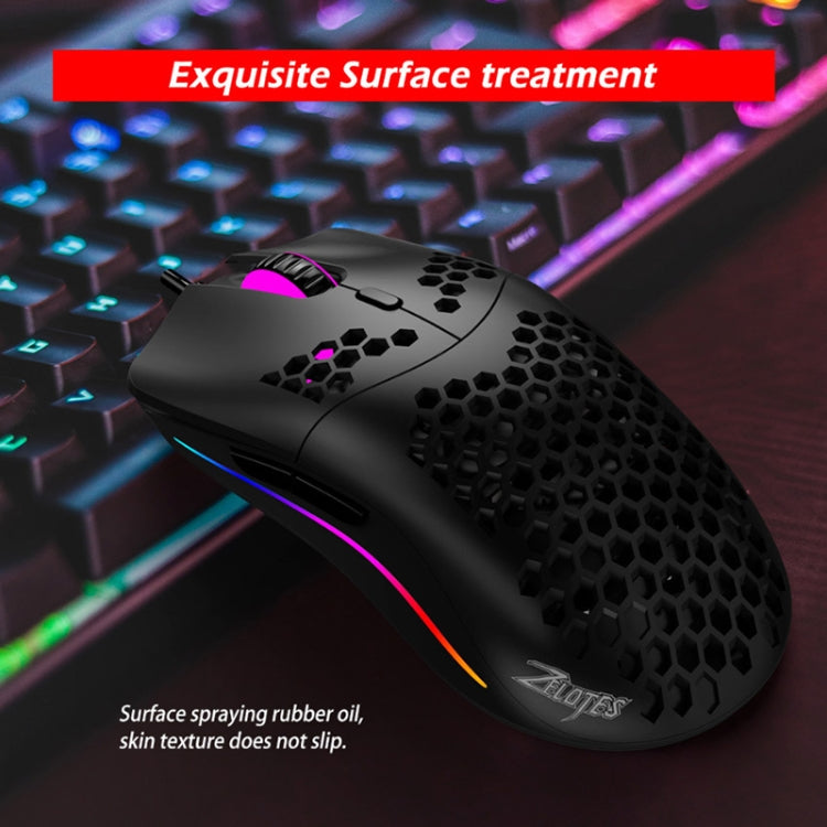 ZELOTES C7 7-buttons RGB Lighting Hollow Computer Office Wired Mouse, C7