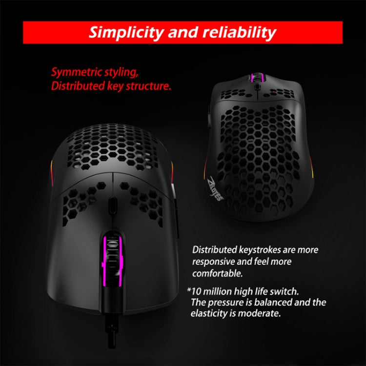 ZELOTES C7 7-buttons RGB Lighting Hollow Computer Office Wired Mouse, C7