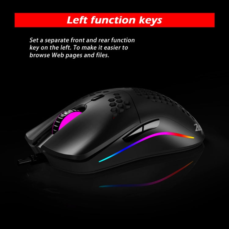 ZELOTES C7 7-buttons RGB Lighting Hollow Computer Office Wired Mouse, C7