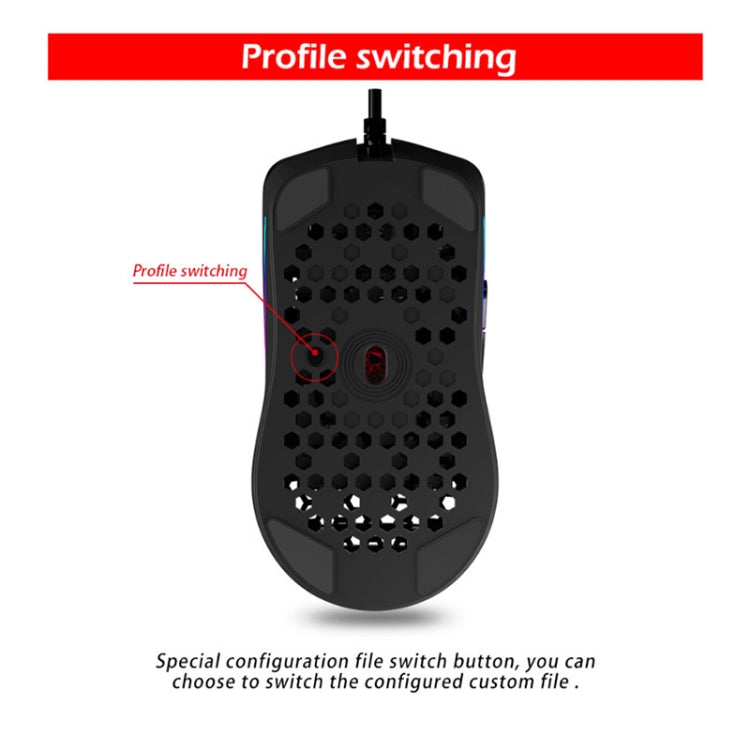 ZELOTES C7 7-buttons RGB Lighting Hollow Computer Office Wired Mouse, C7