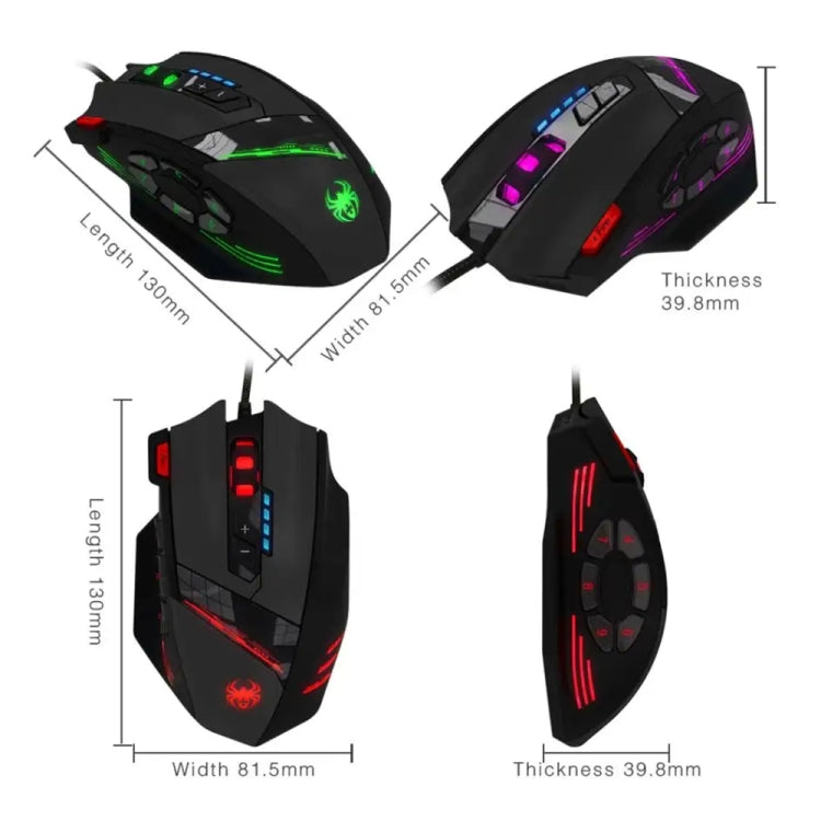 ZELOTES C12 12-buttons Ergonomic Programming Custom Gaming Wired Mouse, C12