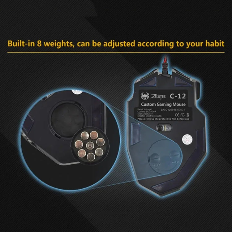 ZELOTES C12 12-buttons Ergonomic Programming Custom Gaming Wired Mouse, C12