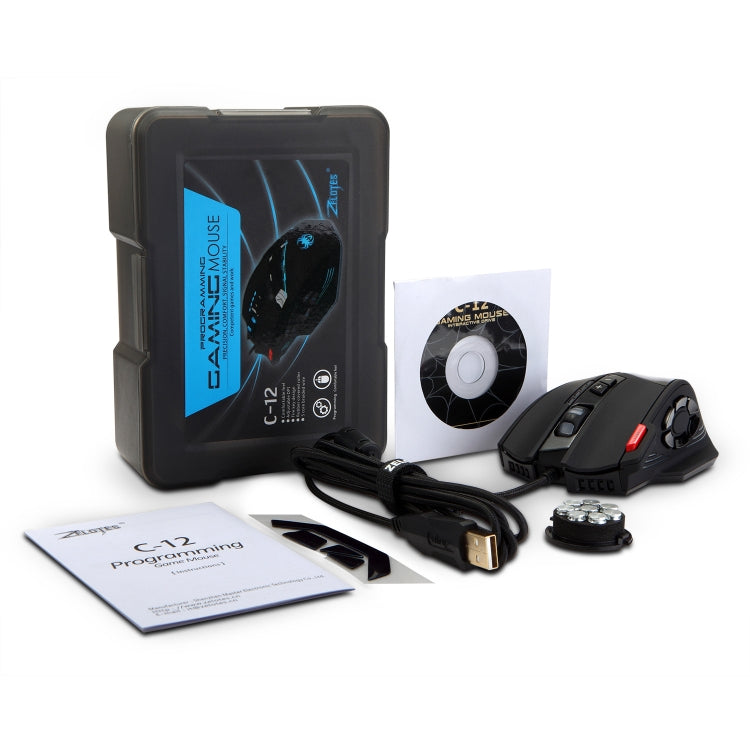 ZELOTES C12 12-buttons Ergonomic Programming Custom Gaming Wired Mouse, C12