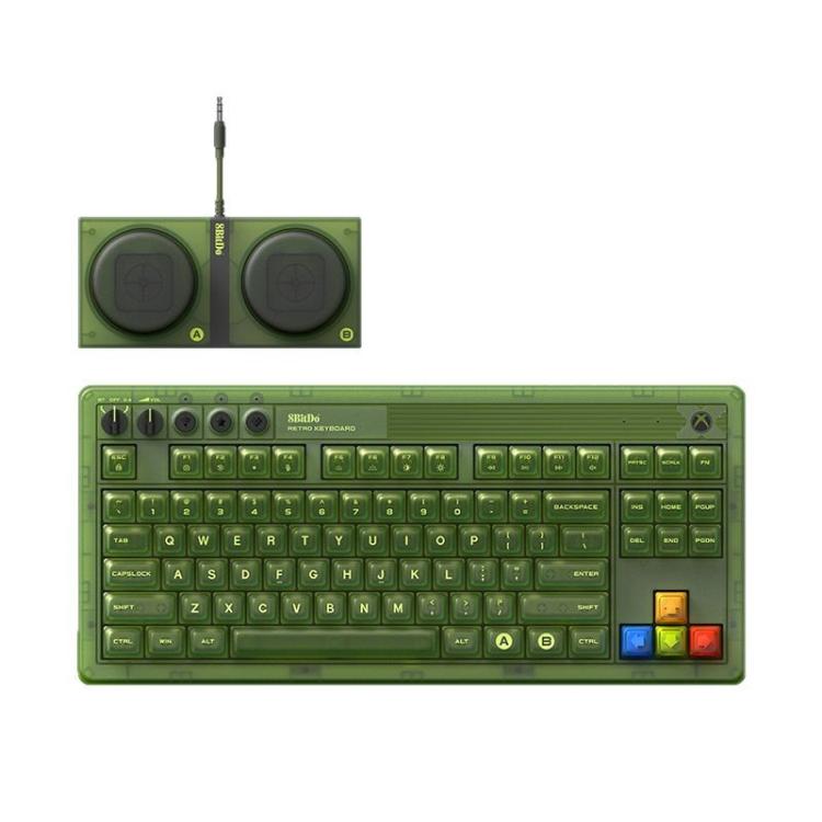 8BitDo Retro87 Mechanical Keyboard Retro RGB Lighting Green Transparent Keyboard With Large Keys, Green Transparent Keyboard