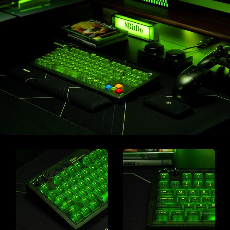 8BitDo Retro87 Mechanical Keyboard Retro RGB Lighting Green Transparent Keyboard With Large Keys, Green Transparent Keyboard