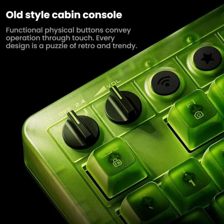8BitDo Retro87 Mechanical Keyboard Retro RGB Lighting Green Transparent Keyboard With Large Keys, Green Transparent Keyboard