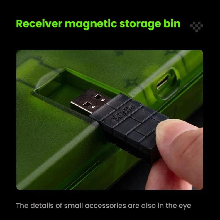 8BitDo Retro87 Mechanical Keyboard Retro RGB Lighting Green Transparent Keyboard With Large Keys, Green Transparent Keyboard