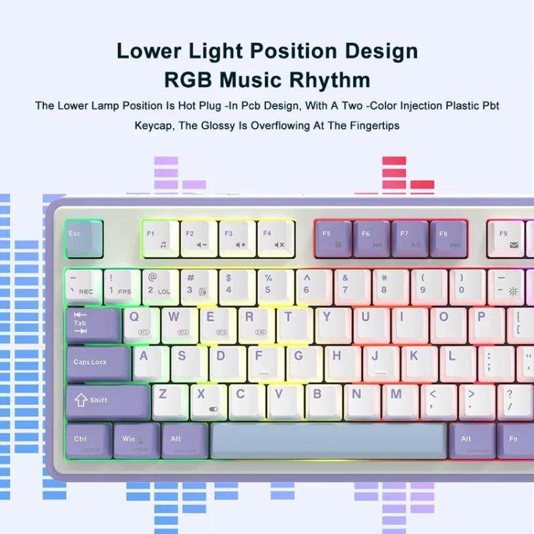 Ajazz AK870 Wireless Bluetooth Tri-mode Mechanical Keyboard RGB DIY Custom Hot Swap Gaming Keyboard, Flying Fish Axis Purple, Flying Fish Axis Black, Gift Axis Purple, Gift Axis Black, Flying Fish Axis Gradient Blue, Flying Fish Axis Gradient Gray