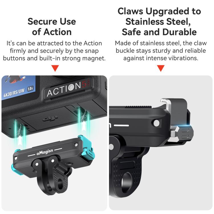 For DJI Osmo 360/Action 5 Pro/4/3 aMagisn Metal Magnetic Quick Release Mount Dual Interface Adapter