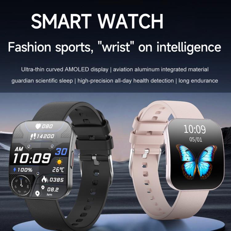 QS08 1.85 Inch Full-Screen Smart Watch with Real-Time Heart Rate/Blood Glucose/Blood Oxygen Monitor, SOS Alert, Sleep Tracking