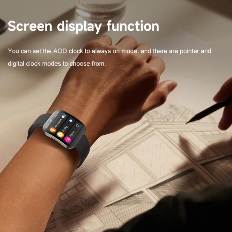 QS08 1.85 Inch Full-Screen Smart Watch with Real-Time Heart Rate/Blood Glucose/Blood Oxygen Monitor, SOS Alert, Sleep Tracking