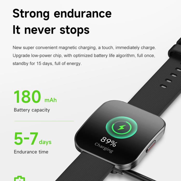 QS08 1.85 Inch Full-Screen Smart Watch with Real-Time Heart Rate/Blood Glucose/Blood Oxygen Monitor, SOS Alert, Sleep Tracking