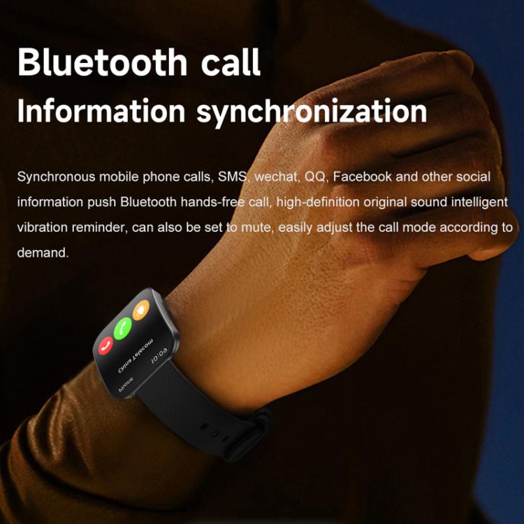 QS08 1.85 Inch Full-Screen Smart Watch with Real-Time Heart Rate/Blood Glucose/Blood Oxygen Monitor, SOS Alert, Sleep Tracking