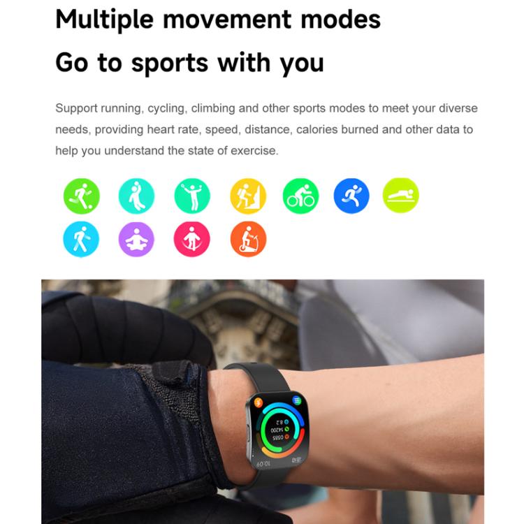 QS08 1.85 Inch Full-Screen Smart Watch with Real-Time Heart Rate/Blood Glucose/Blood Oxygen Monitor, SOS Alert, Sleep Tracking