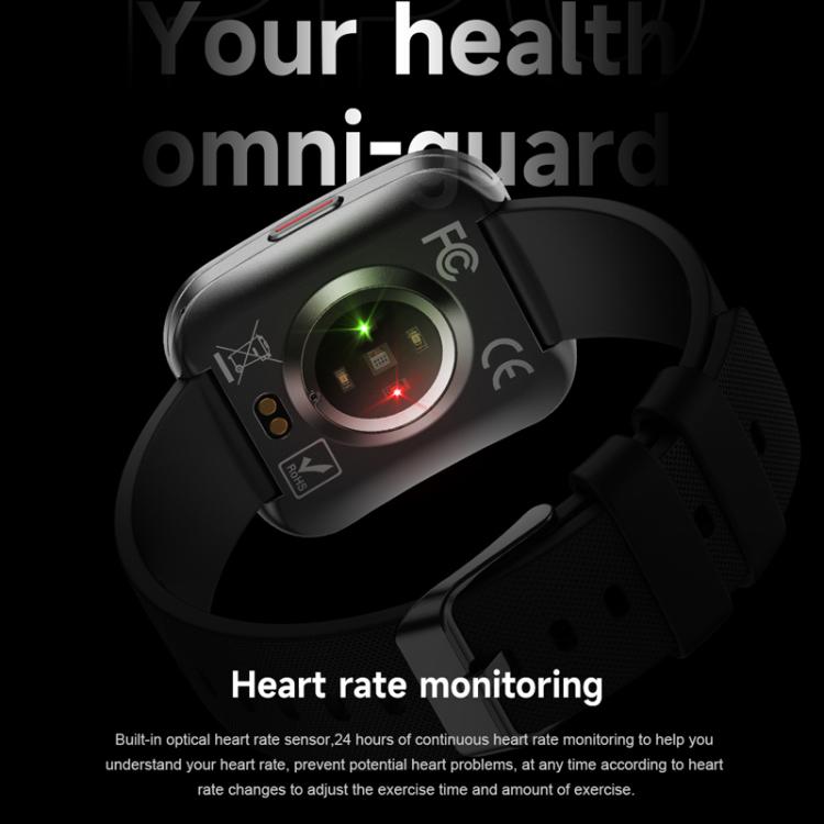 QS08 1.85 Inch Full-Screen Smart Watch with Real-Time Heart Rate/Blood Glucose/Blood Oxygen Monitor, SOS Alert, Sleep Tracking