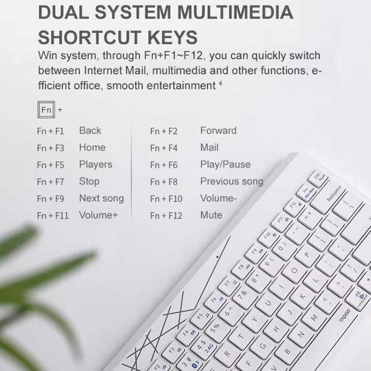 Rapoo 8000GT Bluetooth / 2.4G Wireless Keyboard Mice Set Laptop Tablet Cell Phone Keyboard And Mouse