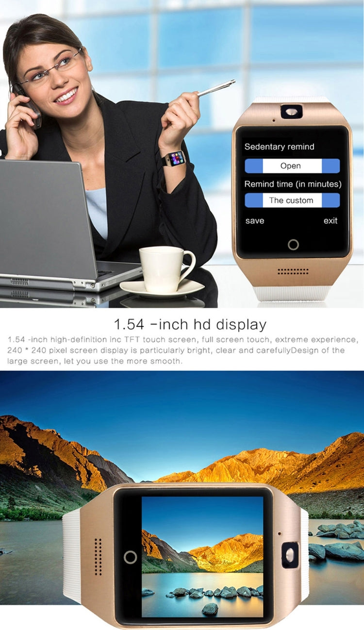 Q18S 1.54 inch IPS Screen MTK6260A Bluetooth 3.0 Smart Watch Phone, Pedometer / Sedentary Reminder / Sleeping Monitor / Anti-Loss / Remote Camera / GSM / 0.3M Camera, WA3241BJ, WA3241BS, WA3241H, WA3241WJ, WA3241WS