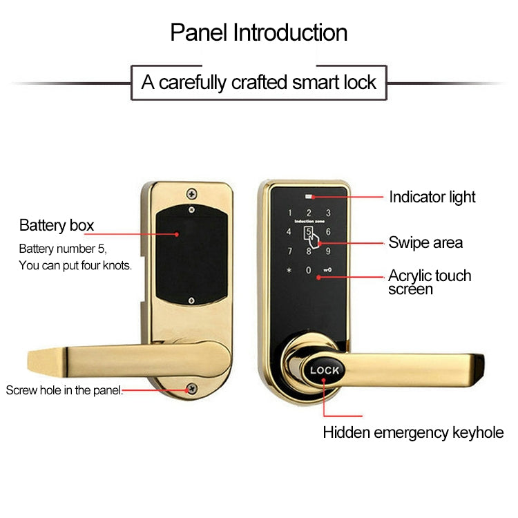 Password + Key + Sensor Card Zinc Alloy Red Bronze Electronic Door Lock Touch Screen Electronic Code Lock, OS8818-JS, OS8818-QGT Bronze, OS8818-HGT Red Bronze