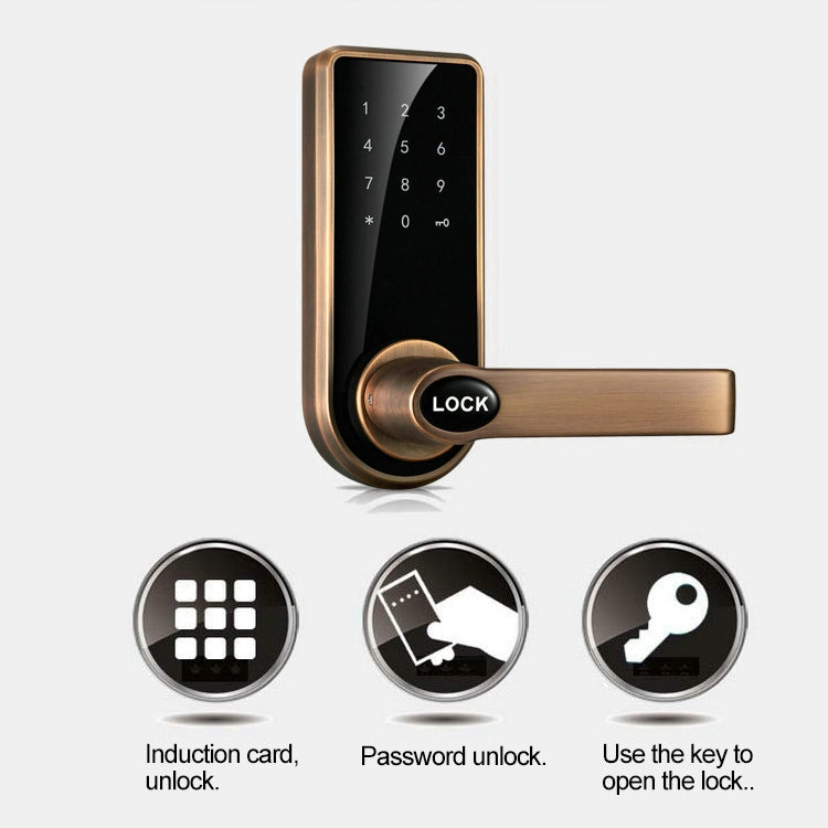 Password + Key + Sensor Card Zinc Alloy Red Bronze Electronic Door Lock Touch Screen Electronic Code Lock, OS8818-JS, OS8818-QGT Bronze, OS8818-HGT Red Bronze