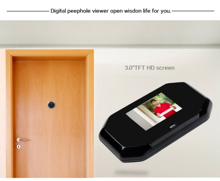 YB-30BH 3 inch Screen 1.0MP Security Camera Taking Picture Door Peephole, Support TF Card, 1.0MP TF Card