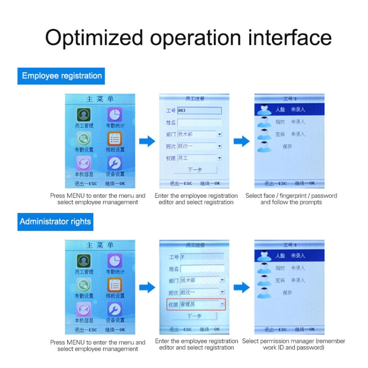 FA01 Face Recognition Fingerprint Time Attendance Machine