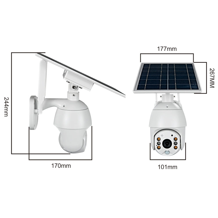 T16 1080P Full HD 4G (EU Version) Network Monitoring Solar Powered Camera, Support PIR + Radar Alarm, Night Vision, Two Way Audio, TF Card, 4G (EU Version)