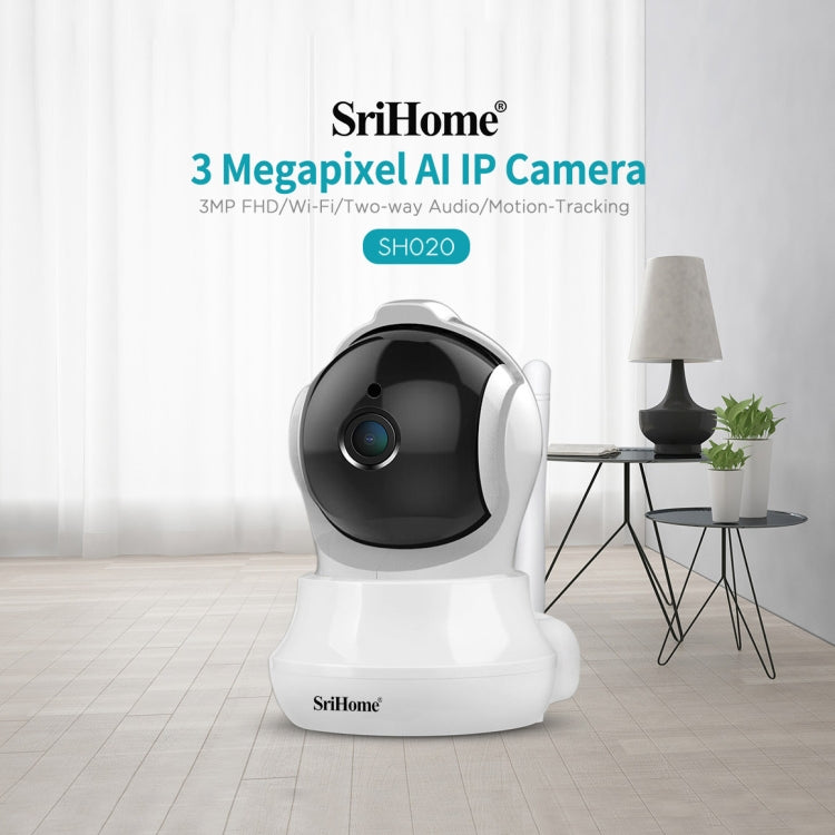 SriHome SH020 3.0 Million Pixels 1296P HD AI IP Camera, Support Two Way Talk / Auto Tracking / Humanoid Detection / Night Vision / TF Card, AU Plug, SH020