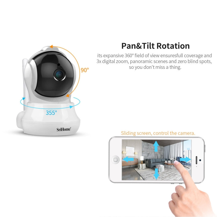 SriHome SH020 3.0 Million Pixels 1296P HD AI IP Camera, Support Two Way Talk / Auto Tracking / Humanoid Detection / Night Vision / TF Card, AU Plug, SH020