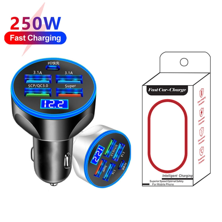 WGS-G37 5 in 1 Digital Display Super Fast Charging Car Charger with Voltmeter, WGS-G37