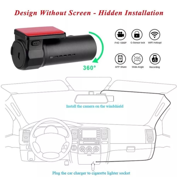 Mini Car Dash Camera WiFi Monitor Full HD Dashcam Video Recorder Camcorder Motion Detection, Support TF Card & Android & IOS, K602