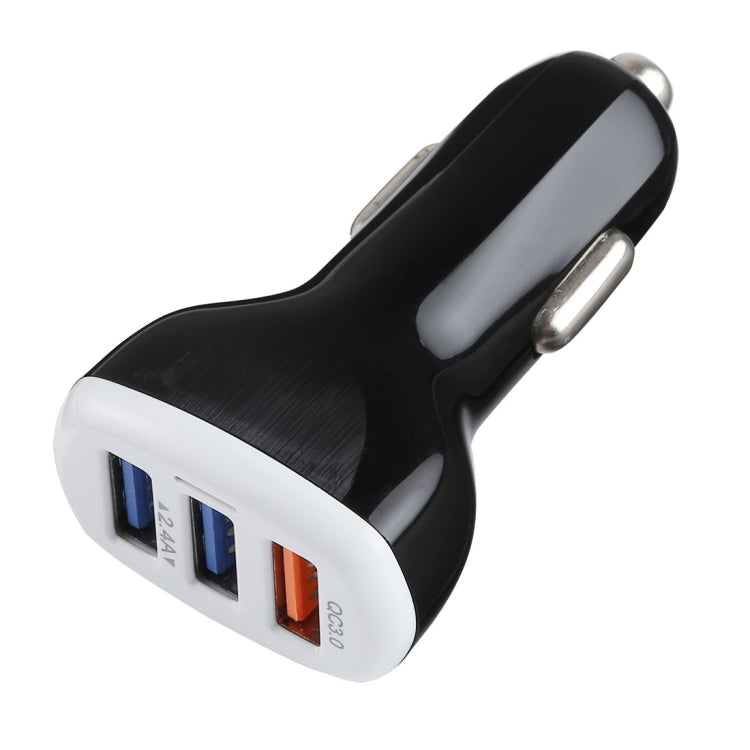 LZ-429 QC3.0 2.4A Three USB Ports Smart Quick Car Charger, LZ-429 Black, LZ-429 White