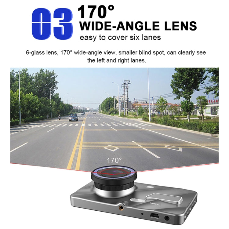 J20-1 2.5D 4 inch 170 Degrees Wide Angle Full HD 1080P Video Car DVR, Support TF Card / Motion Detection / Loop Recording, J20-1