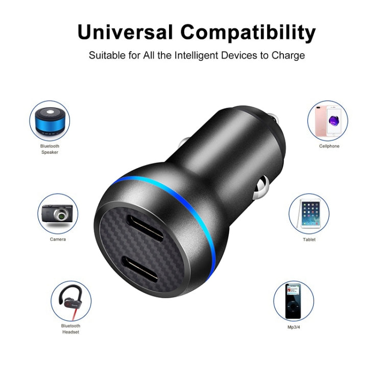 ACC-580 PD 40W Dual Type-C / USB-C Ports Fast Charging Car Charger, ACC-580