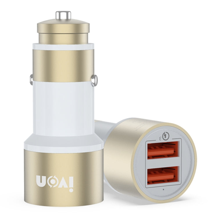 IVON CC33 36W 6A Dual QC 3.0 USB Full Metal Car Charger, CC33