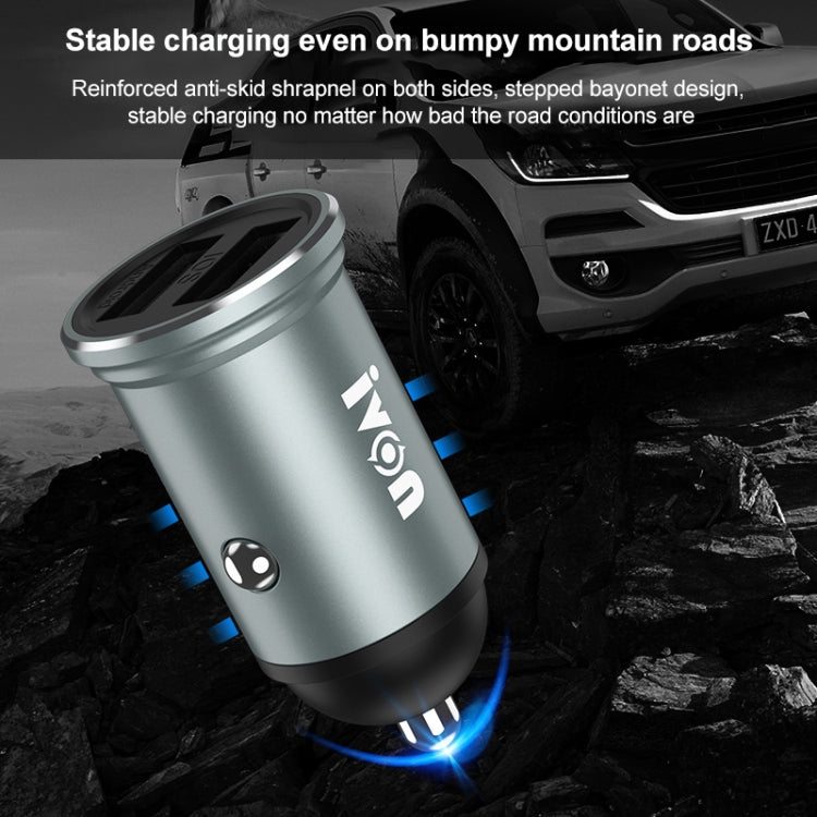 IVON CC37 15W 3.1A Dual USB Mini Car Charger + 1m USB to Micro USB Fast Charge Data Cable Set, Micro USB