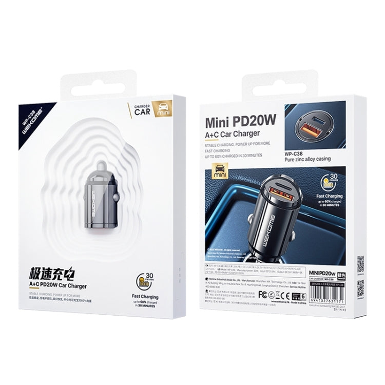 WK WP-C38 Mini PD20W USB + Type-C Car Charger, WP-C38